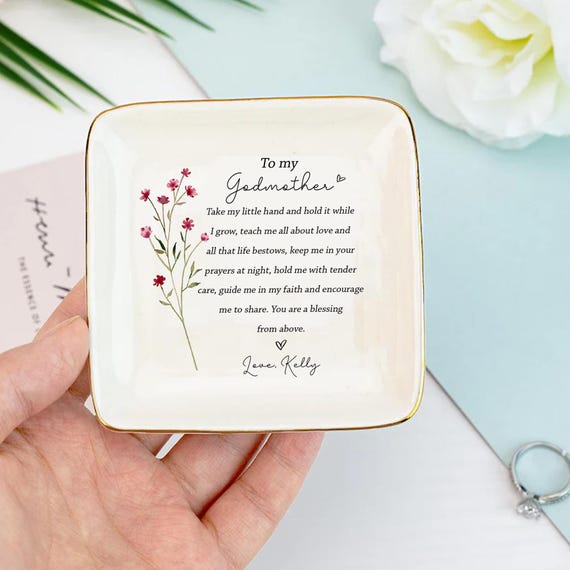 Personalized To My Godmother Rings Dish, Gift For Godmother, Gift From Daughter To Mom, Bonus Mom Gifts, Wedding Gift, Bride Shower Gift.