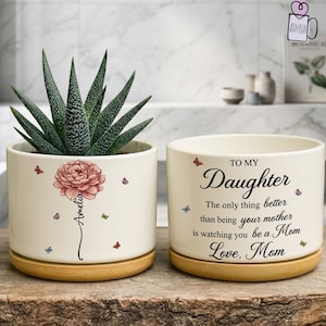 Personalized To My Daughter Plant Pot, Daughter Birth Month Flower Pot, Daughter Mother's Day Gift, Birthday Keepsake, Flower Lover Gift