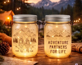 Personalized Adventure Jar Light Mug, Adventure Partners For Life Light, Couple Keepsake, Travel Lover Gift, Present For Girlfriend