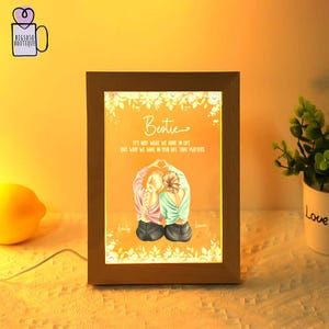Custom Best Friend Frame Lamp, Cute Bestie Night Light, Birthday Gift For Best Friend, Friendship Lamp, BFF LED Lamp, Soul Sister Gift.