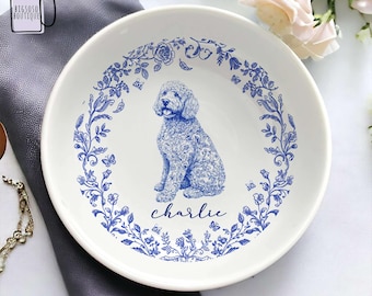 Personalized Dog Custom Breeds Dish, Chinoiserie Toile De Jouy, Jewelry Dish, Dog Lover Gift, Dog Jewelry Dish, Gift For Dog Dad Dog Mom 2