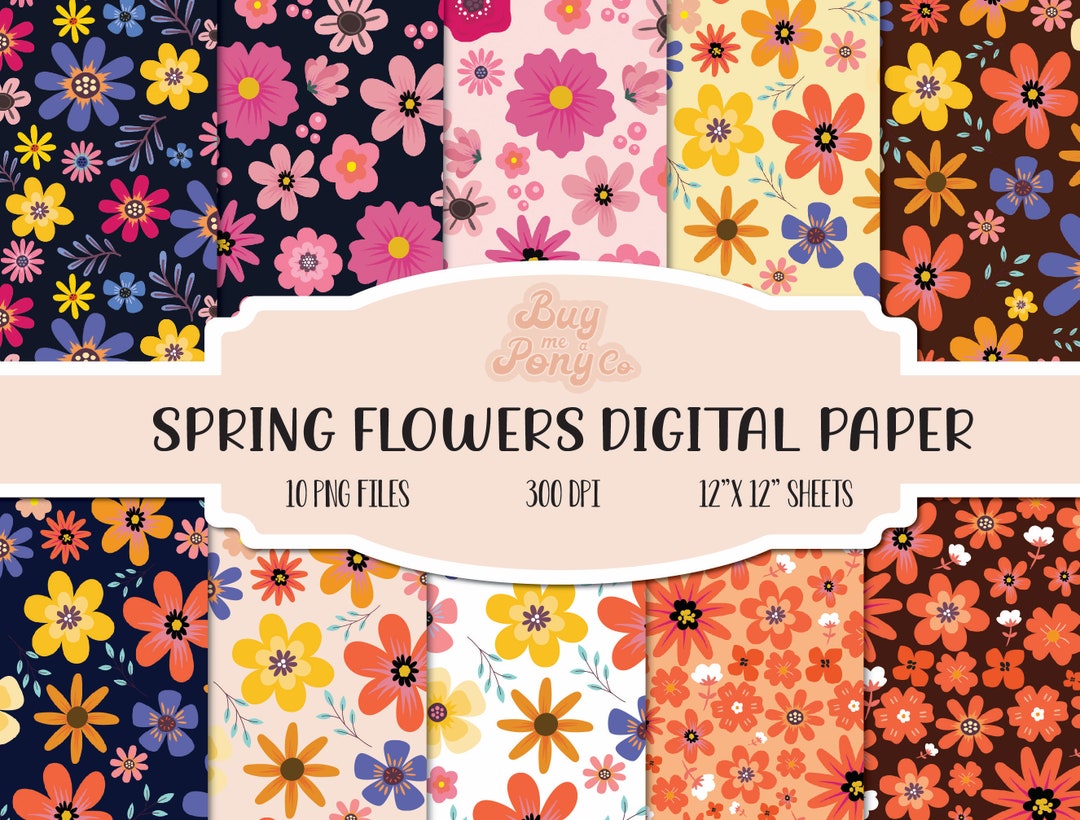 Spring Florals Seamless Pattern Pack, Digital Paper, Scrapbooking ...