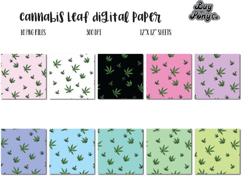 Cannabis Leaf, Weed 420 Seamless Pattern Pack Digital Paper, Scrapbooking, Printable,digital ...