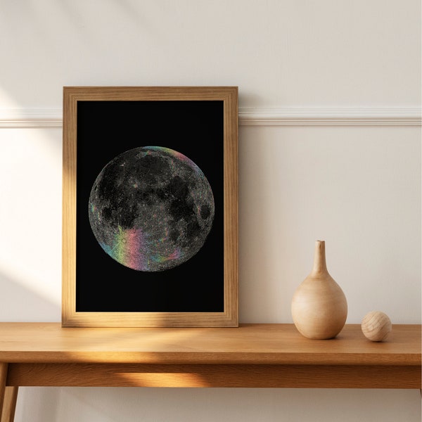 Arte de la guardería, arte de la luna del gradiente del arco iris, decoración del hogar, impresión de la luna, impresión del amor, imprimible, arte de la pared del bebé, arte de la guardería