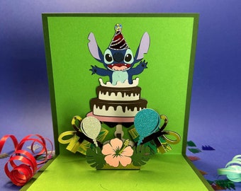 Birthday Stitch Pop-up Card SVG for Cricut