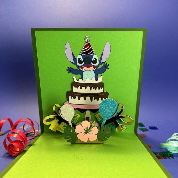 Birthday Stitch Pop-up Card SVG for Cricut