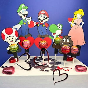 Valentine’s Day Lollipop Holder brothers, princess, goomba, yoshi, toad SVG for Cricut