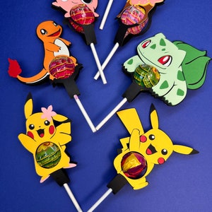 Lollipop Holder SVG Bundle for Cricut- Pikachu, Charmander, Bulbasaur, Squirtle, Jigglypuff, Deerling, Pokeball, Ash Hat