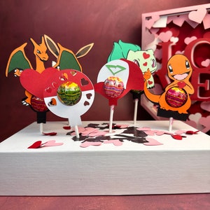 Valentine’s Day lollipop holder SVG for Cricut Pikachu, pokeball, ash hat, Charmander, Bulbasaur, Squirtle, Eevee, Charizard