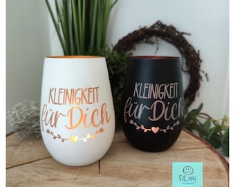 Windlicht mit Schriftzug "Kleinigkeit für Dich" in zwei Farben * Teelicht