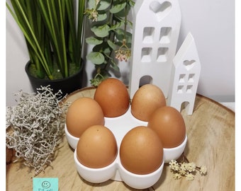 Egg cup for 6 eggs * egg tray * egg holder * egg plate * plain * white * Raysin