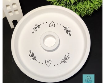 Candle plate with hearts and tendrils * striped look * candle holder *