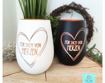 Lantern with the lettering "For you from the heart" in two colors * tea light