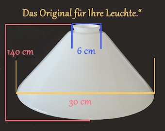Vintage Lampenglas, EPOCHE 20- 30er Jahre, Form/Stil Schuster-Lampenglas, Tischlampe, Ersatzglas Fitter-Rand 60 mm, Ø 300 mm, Weiß Opal-Glas