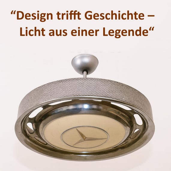 Mercedes Radkappen Pendellampe – Chrom Hängelampe, Vintage Unikat, Industrieller Stil, Designer-Lampe, Handmade-Vintagetruhe