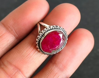 Handmade Ruby Gemstone Ring, Solid 925 Sterling Silver, Wedding Jewelry