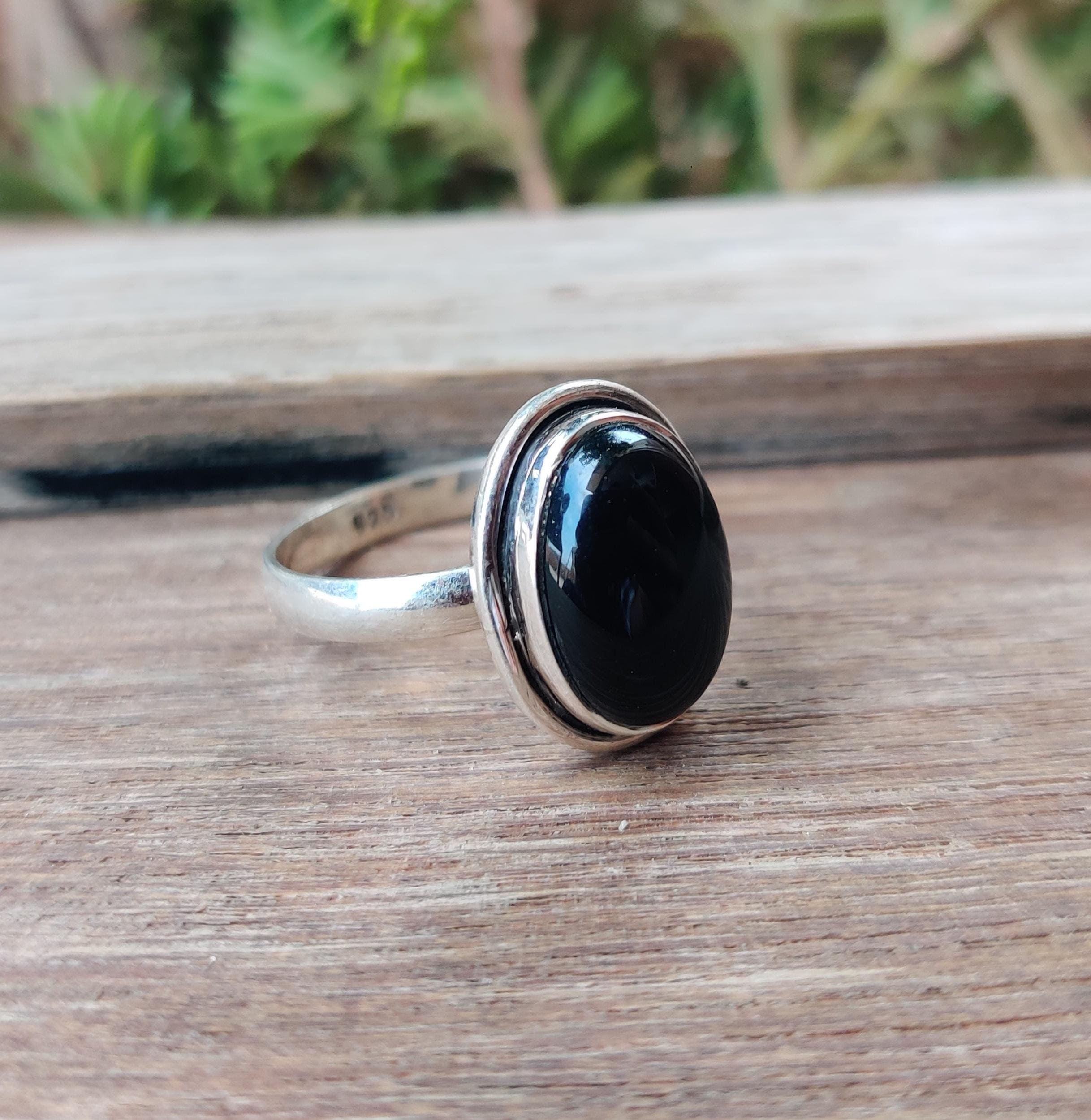 Black Onyx Ring, 925 Sterling Silver, Handmade Jewelry, Statement