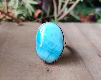 Handmade Larimar Ring: 925 Sterling Silver Gemstone Ring