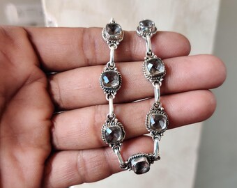 Smoky Quartz Bracelet 925 Sterling Silver: Handmade Wedding Jewelry