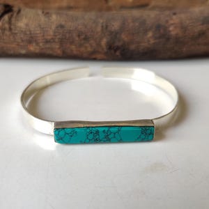 Handmade Turquoise Bangle: 925 Sterling Silver Gemstone Jewelry