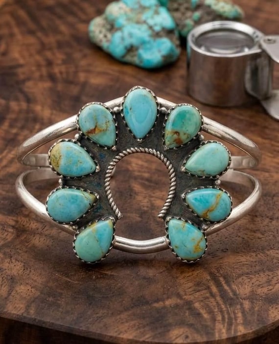 Genuine Kingman Turquoise Bangle, 925 Sterling Silver,  Gift For Love, Adjustable Women Jewelry,
