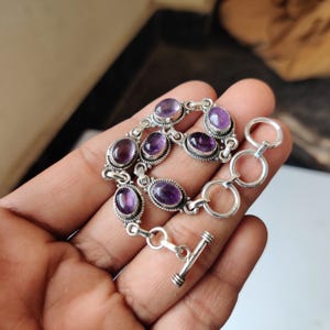 Handgefertigtes Amethyst Armband: 925 Sterling Silber Edelstein