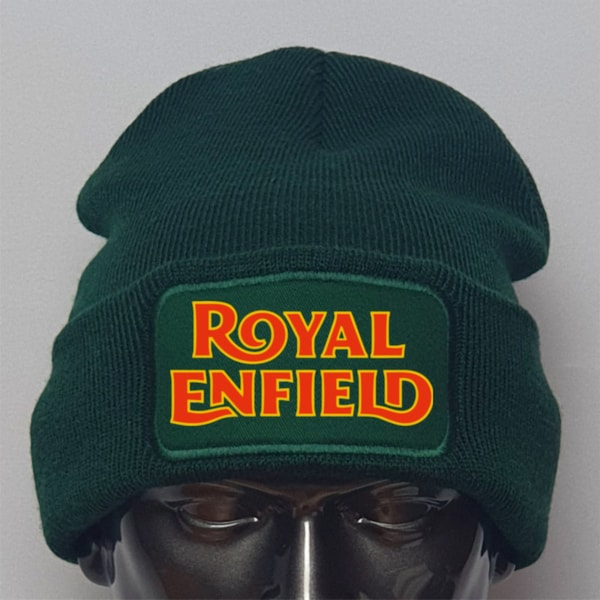 Retro Vintage Enfield  Motorcycles Logo Biker Premium Beanie Hat Choice of Colours - Eco-Friendly - Father's Day Gift - Christmas Gift