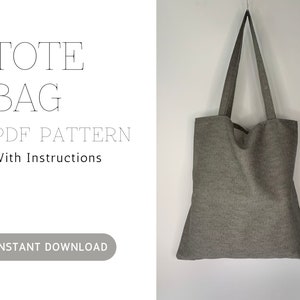 Tote book bag sewing pattern,  instant download tote bag tutorial , pdf bag pattern