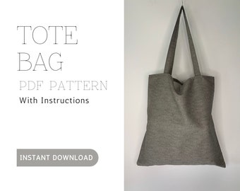 トートブックバッグの縫製パターン、トートバッグのチュートリアルをすぐにダウンロード、PDFバッグのパターン