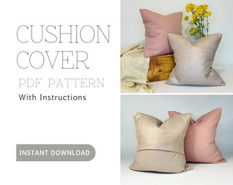 Envelope cushion cover PDF sewing pattern and instructions / instant download A4 / beginners sewing pattern