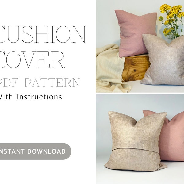 Envelope cushion cover PDF sewing pattern and instructions / instant download A4 / beginners sewing pattern