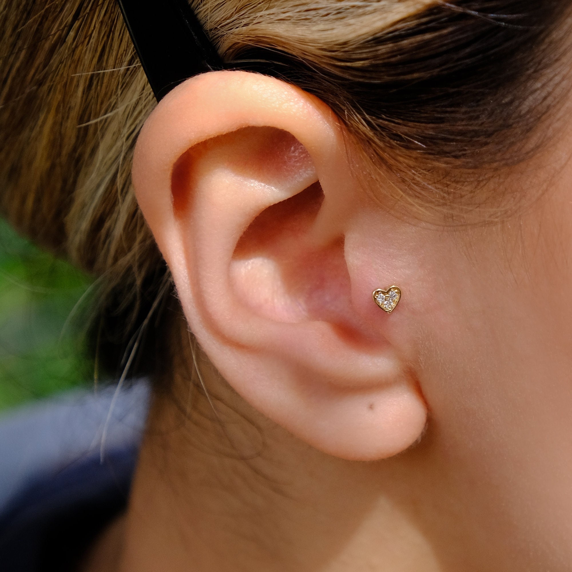 Delicate Real Solitaire Tragus Stud Piercing Gold Helix Stud -  Israel