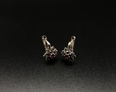 925 Sterling Silver Woman Earring,Turkish Handmade Jewelry,Minimalist Earring,Root Ruby and Marcasite Stone,Gift For Her,Purple,Fligree