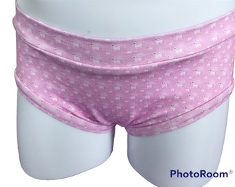 AMAB KNICKERS PER BAMBINI, Non binari, rimboccabili, rosa, piccoli unicorni bianchi