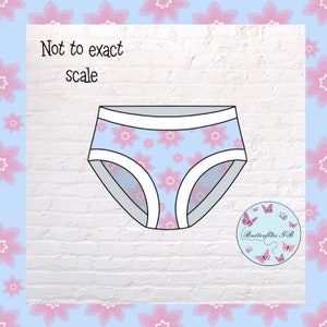 Trans female, non binary undies, blue with flowers, tucking, magic panel,l gbtq+, m2f