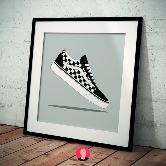 Vans Old Skool Checkerboard Floating Sneaker Poster DIGITAL