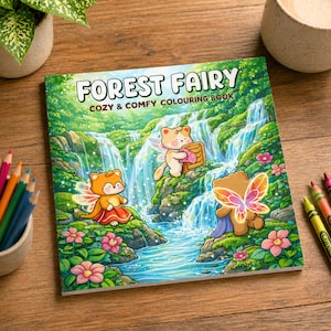 Forest Fairy Colouring Book, 43 Digital Colouring Pages, Cute and Comfy Colouring Book, Bold and Easy Designs, PDF Download, Adult Colouring