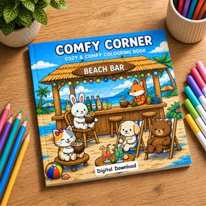 Libro para colorear "Rincón acogedor", 32 páginas digitales para colorear, libro para colorear bonito y acogedor, diseños llamativos y fáciles, descarga en PDF, para adultos.