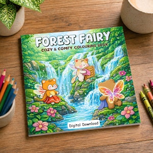 Kleurboek bosfee, 43 digitale kleurplaten, leuk en comfortabel kleurboek, gewaagde en gemakkelijke ontwerpen, pdf-download, kleurplaten voor volwassenen