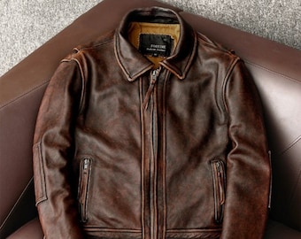 Brown Leather Jacket Men, Handmade Distressed Motorcycle Jacket, Antique Biker Jacket, Custom Leather Jacket for Men