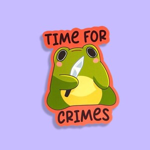 L'heure du crime, autocollant kawaii grenouille mignonne mais mortelle, papeterie mignon