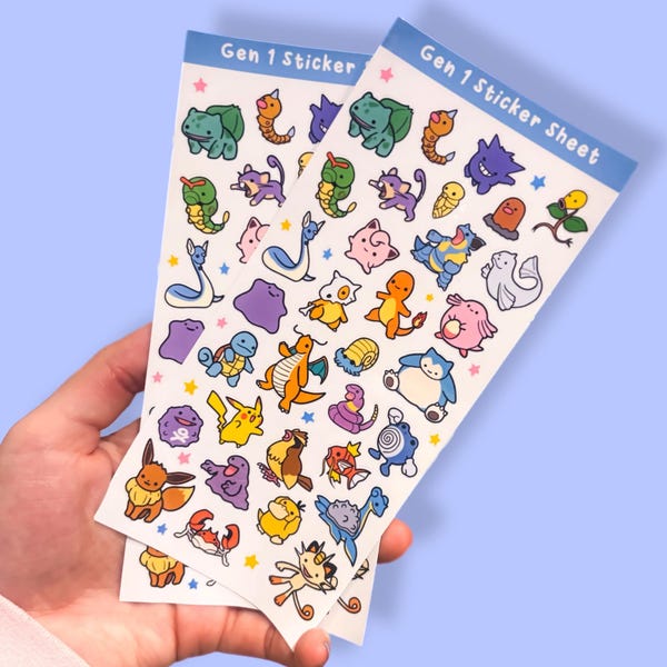 Gen 1 Inspired Sticker Sheet: Kanto Favorites, Vinyl Decals (Waterproof)