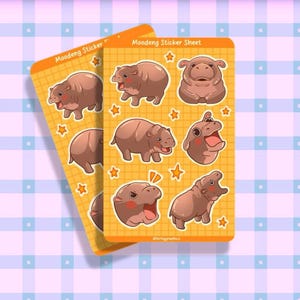 Mini kawaii autocollants mignons d'agenda sur le thème de bébé hippopotame Moodeng