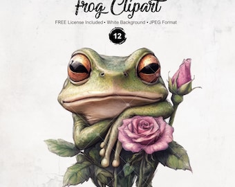 Frog Clipart Quirky Amphibian Collection JPEG Graphics for Design Projects Instant Download