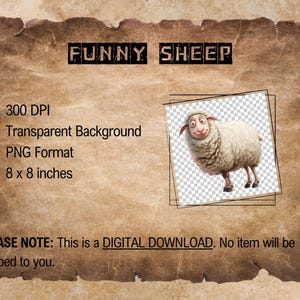May include: A digital download of a cartoon sheep with a funny expression. The sheep is white with a black nose and hooves. The image is 8 inches by 8 inches and has a transparent background.