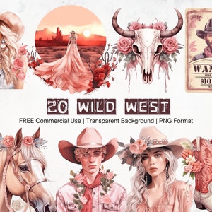 Cowboy Clipart Sammlung Wilder Westen Grafiken Cowgirl Texas Thema Aquarell Bilder