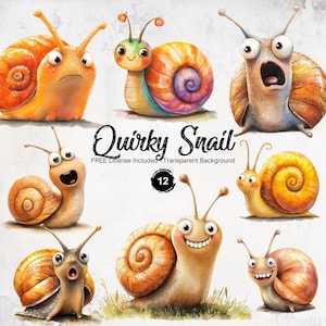 Escargot original, clipart, graphismes drôles, illustrations humoristiques au format PNG avec arrière-plan transparent
