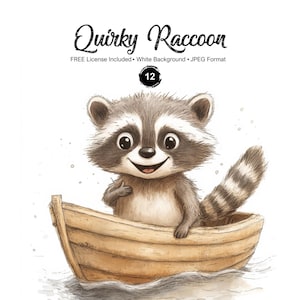 面白いアライグマのクリップアート JPEG 風変わりなトラシュパンダグラフィック ユーモラスな動物のイラスト 即時ダウンロード