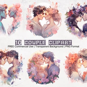 Romantisches Paar Clipart, Paar PNG, Mann und Frau PNG, Romantisches Clipart, Aquarell Clipart Bundle, Jubiläum, Hochzeit, Liebe PNG