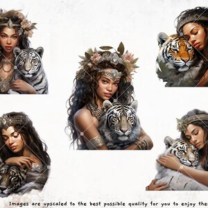 Tiger Lady Clipart Bundle for Forest Themed Projects, Jungle Queen PNG ...